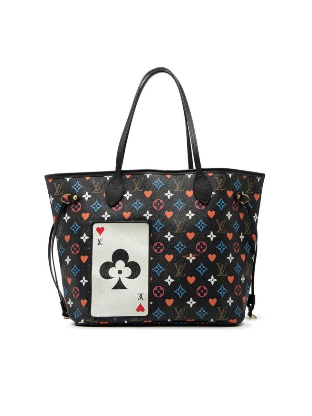 Louis Vuitton Game on Monogram Neverfull MM Tote Shoulder Bag Black Multicolor
